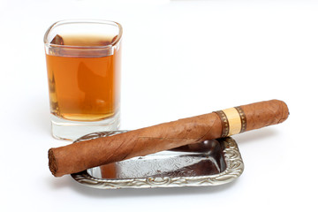 Big cigar and whiskey cup