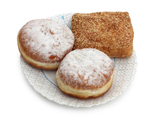 Sweet bread on white plate