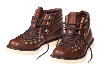 A pair of hiking boots isolated with clipping path.