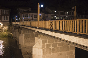 Night view of a bridge in Amasya, Turkey