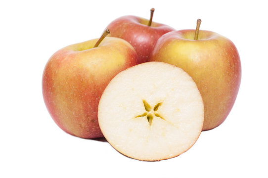 Braeburn Äpfel auf weißen Hintergrund