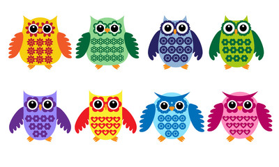 Colorful owls