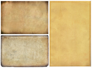 Old paper textures set isolated