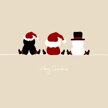 Santa, Penguin & Snowman Blue