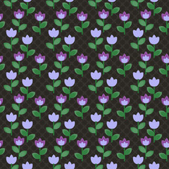 Floral seamless texture with grid pattern
