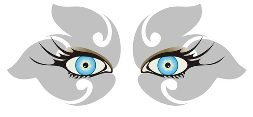 Blue eyes. Grey shadows in the form of a butterfly