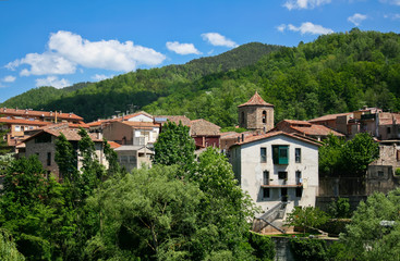 Fototapeta na wymiar view of small town in Catalonia - Sant Joan De Les Abadesses