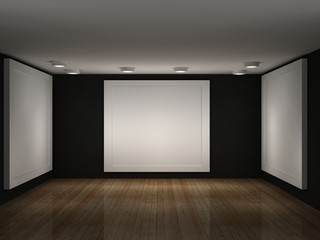 illustration of a empty gallery with frames