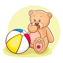 Photo sur Plexiglas Ours bébé en peluche avec ballon