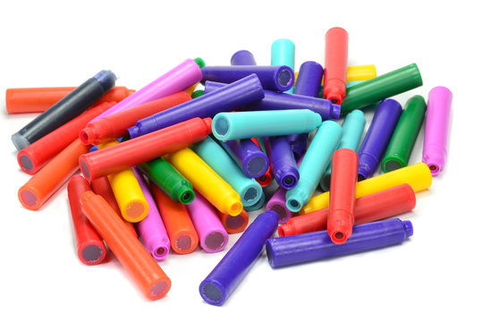 A pile of colour fountain pen refill cartridges