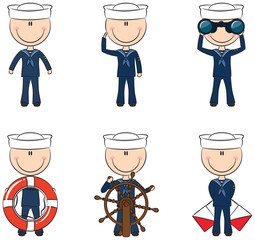 Set of cute sailors