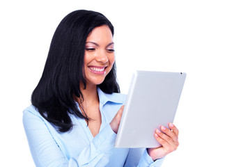 Business woman with tablet computer.