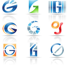 Vector illustration of glossy icons based on the letter G