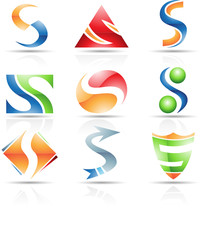 Vector illustration of glossy icons based on the letter S