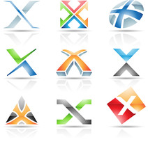 Vector illustration of glossy icons based on the letter X