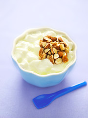 close up of a bowl of yogurt