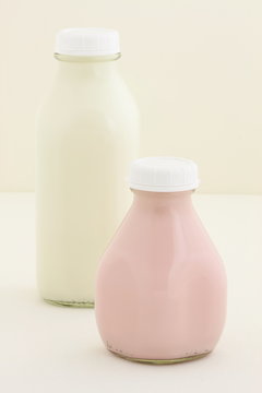 Strawberry milk  pint and quarter milk bottle