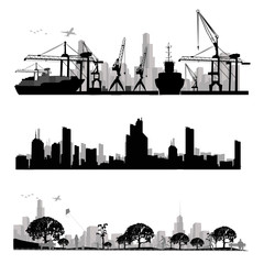 City skyline shiluettes.Vector illustration