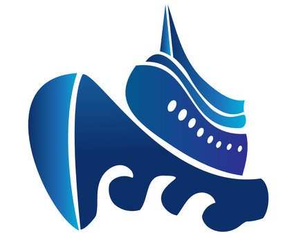 Sail ship cruise boat vector logo