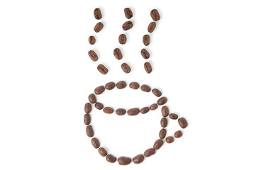 Coffee cup made of grains, isolated on white