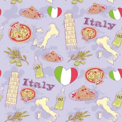 Abwaschbare Fototapete Doodle Italien reisen Grunge nahtloses Muster