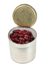 Red beans in metal cans