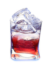 Red cocktail cup and ice