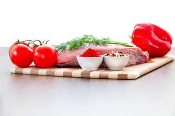 fresh meat with mushrooms and spices