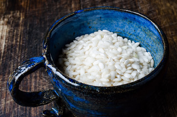 Risotto in blue cup
