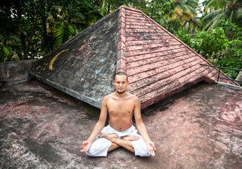 Yoga meditation on the roof