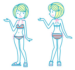 水着でポーズをとる女性