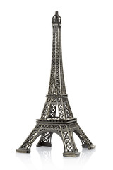 Eiffel tower on white, clipping path included