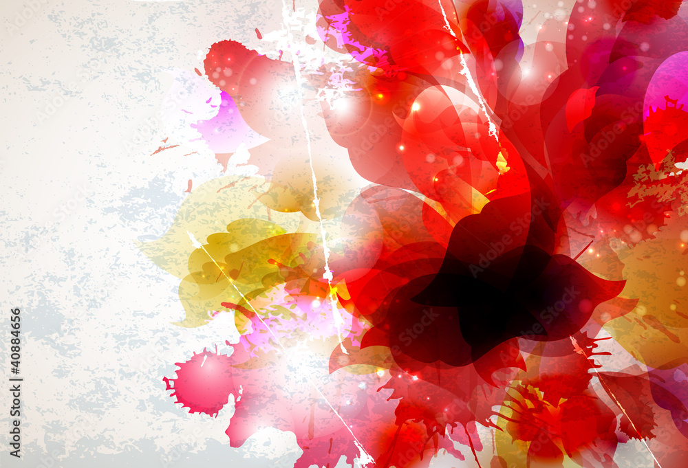 Poster abstract background with red and pink elements formed flower
