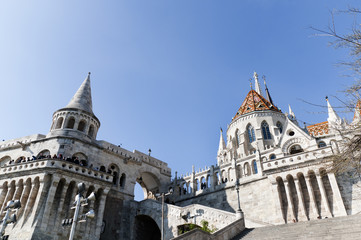 Fototapeta premium The Fishermens Bastion above the city of Budapest Hungary