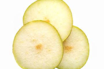 sliced pear closeup (3 pieces)
