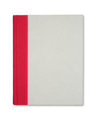white cover book with red strap