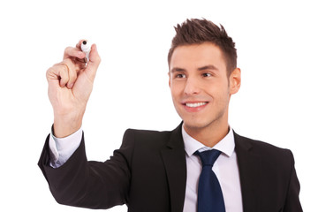 Business man writing with marker