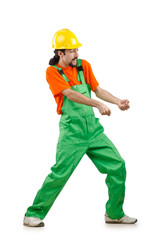 Construction worker isolated on the white