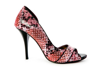 Red female shoes in fashion concept