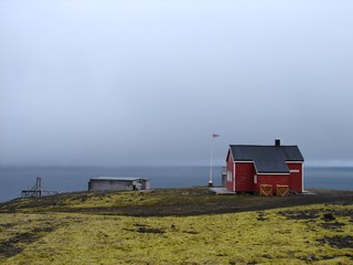Weather station on nord coastline of Jan Mayen island
