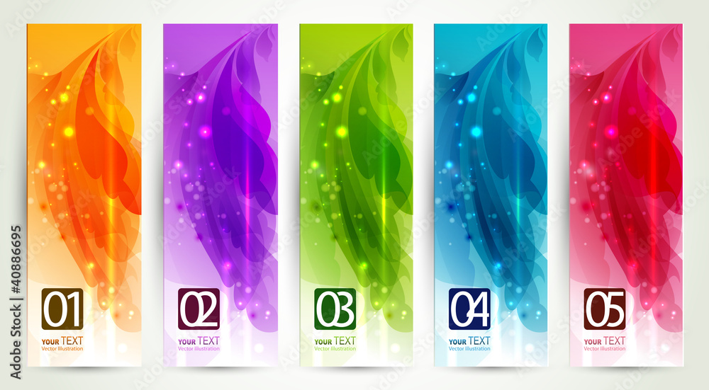 Wall mural set of five banners, abstract headers