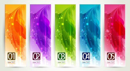 set of five  banners, abstract  headers - obrazy, fototapety, plakaty