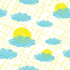 seamless pattern of clouds, the sun