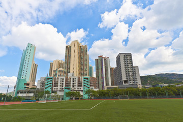 Obraz premium Hong Kong apartment blocks at downtown