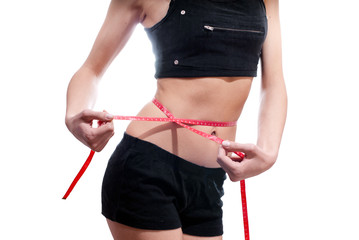 Woman measuring waist