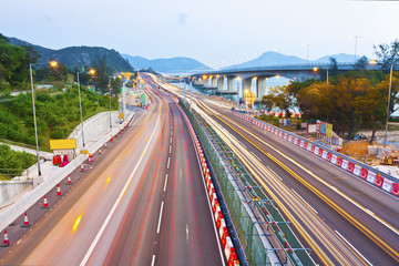 Traffic in Hong Kong at highway