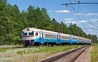 Obraz premium Suburban electric train in Ukraine