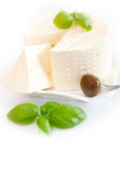 white cheese with basil