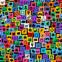 Modern color social media icons seamless texture