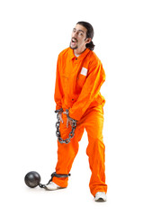 Convicted criminal on white background